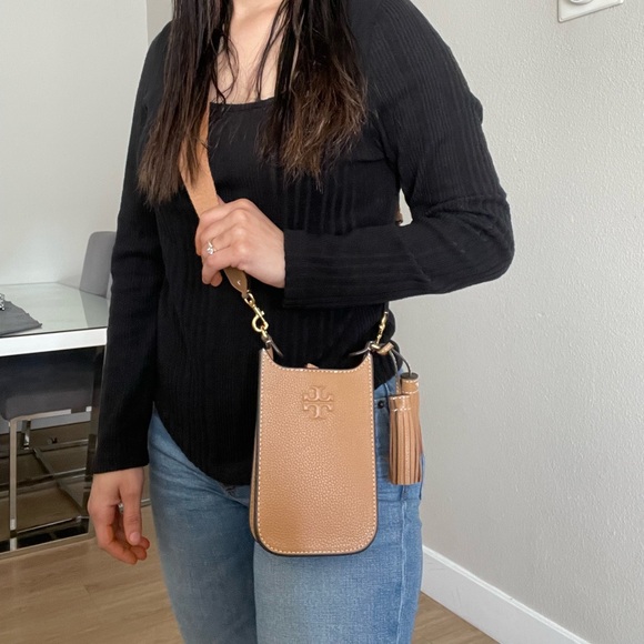 NWT Tory Burch Thea Cellphone Smartphone Pebble Leather Crossbody Black … - Picture 14 of 16